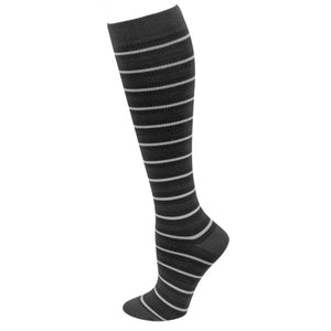 Blue, Gray and White Thin Strip Compression Socks - Reg & XL - Awesome Socks 4u!