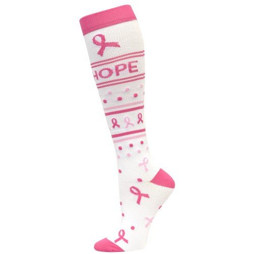 Breast Cancer Awareness Compression Socks PNK/ WHT - Awesome Socks 4u!