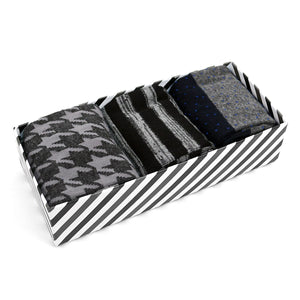 Men's Black and Grey Multi Color Crew Socks - 3 pair gift Set - Awesome Socks 4u!