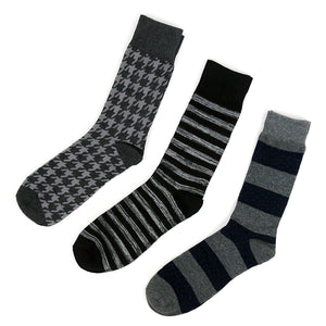 Men's Black and Grey Multi Color Crew Socks - 3 pair gift Set - Awesome Socks 4u!