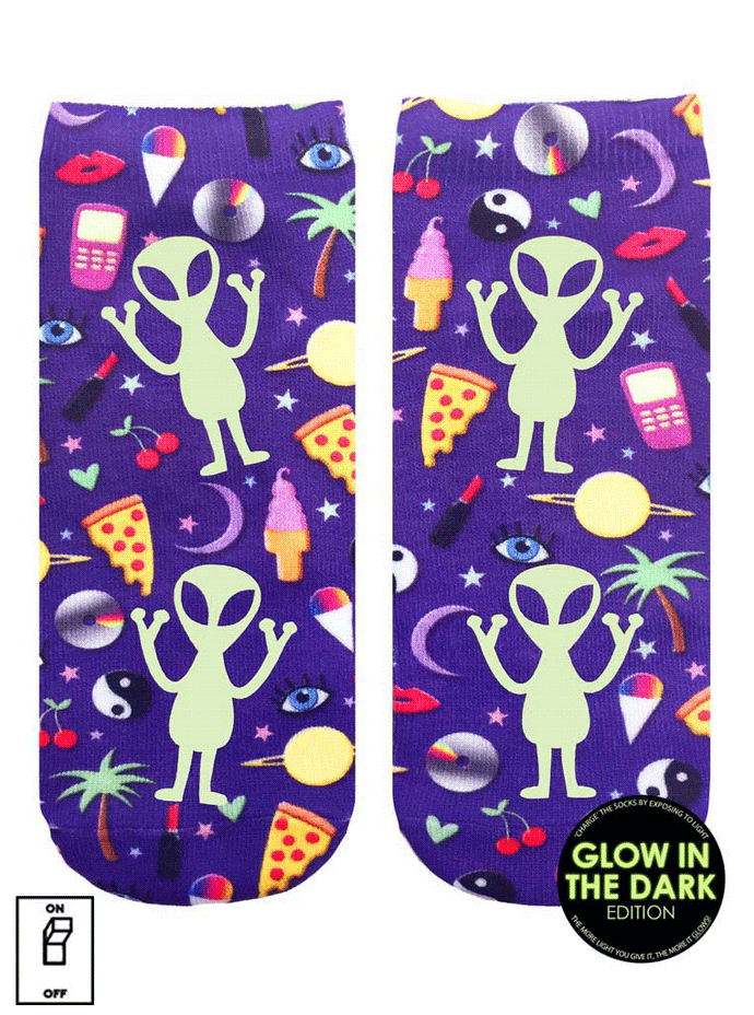 Outerspace Glow in the Dark Ankle Socks - Awesome Socks 4u!