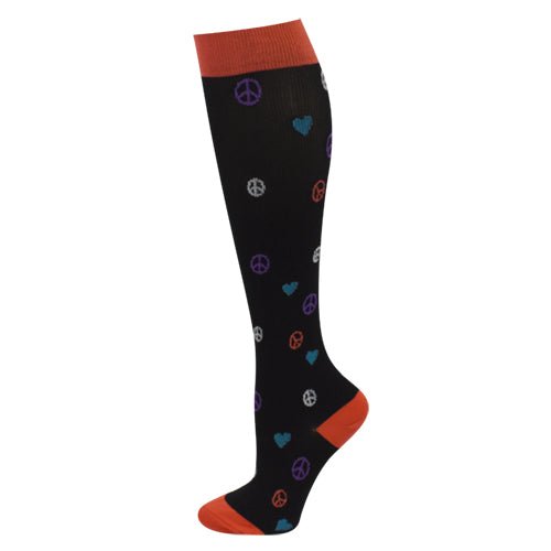 Peace, Love Compression Socks - Black/Pink - Awesome Socks 4u!