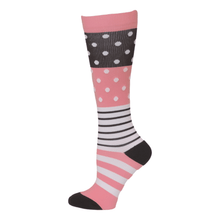 Pink and Black Dot and Stripe Compression Socks - Awesome Socks 4u!