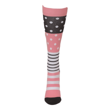 Pink and Black Dot and Stripe Compression Socks - Awesome Socks 4u!