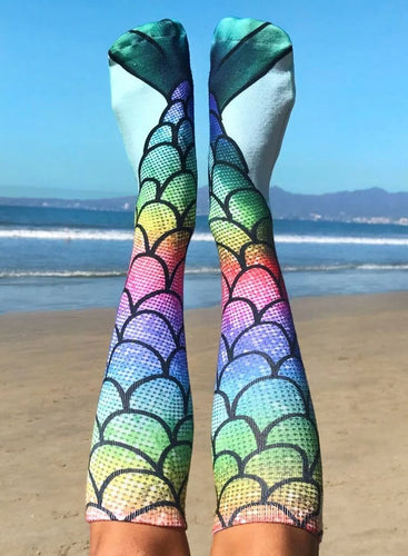 Rainbow Mermaid Knee High Socks - Awesome Socks 4u!